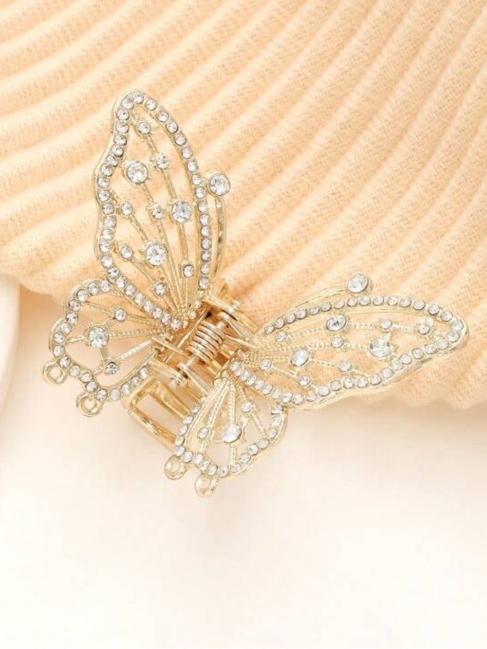 Gold Butterfly Crystal Hair Clip - Women Jewelry